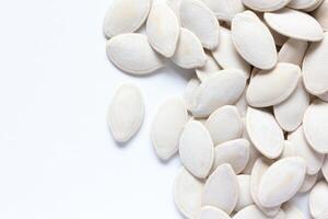 Top view of pumpkin seeds pattern texture background photo