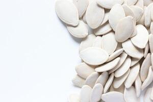 Top view of pumpkin seeds pattern texture background photo