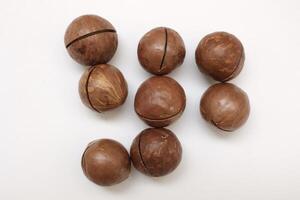Macadamia nuts seeds background photo