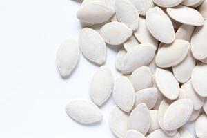 Top view of pumpkin seeds pattern texture background photo