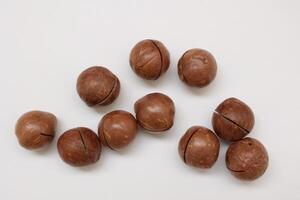 Macadamia nuts seeds background photo