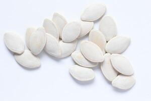 Top view of pumpkin seeds pattern texture background photo