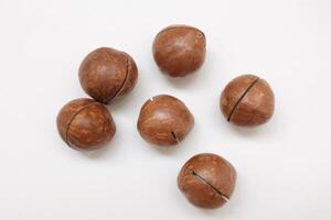 Macadamia nuts seeds background photo