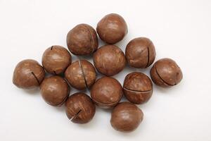 Macadamia nuts seeds background photo