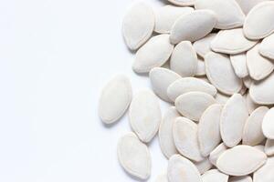 Top view of pumpkin seeds pattern texture background photo