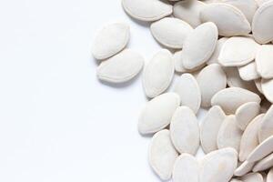 Top view of pumpkin seeds pattern texture background photo