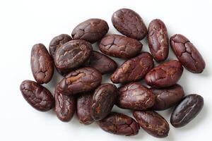 Brown roasted cocoa beans seeds, cocoa bean photo