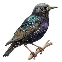 a painting of a bird sitting on a branch photo