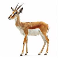 a gazelle standing in front of a white background photo