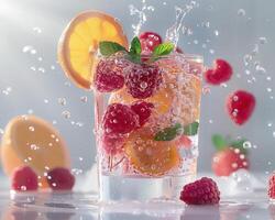raspberry, orange, and lemon water splash photo