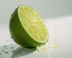 a lime on a table photo