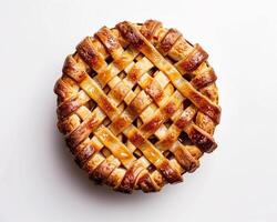 a pie with a lattice pattern on top photo