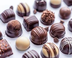 chocolates are arranged in a variety of shapes photo