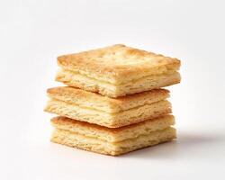 three biscuits stacked on top of each other photo