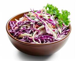 a bowl of red cabbage salad with parsley photo