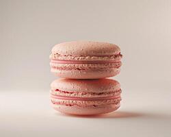 a stack of pink macarons on a white surface photo