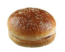 a hamburger with sesame seeds on top photo