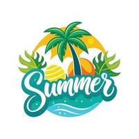 Summer holiday logo and t-shirt design template vector