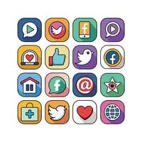 Social Media Icon Set Collection for Websites and Mobile Applications vector