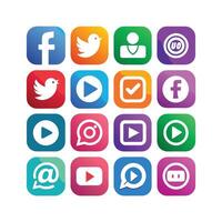 Social Media Icon Set Collection for Websites and Mobile Applications vector