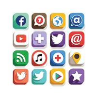 Social Media Icon Set Collection for Websites and Mobile Applications vector