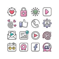 Social Media Icon Set Collection for Websites and Mobile Applications vector
