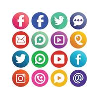 Social Media Icon Set Collection for Websites and Mobile Applications vector