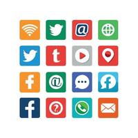 Social Media Icon Set Collection for Websites and Mobile Applications vector