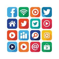 Social Media Icon Set Collection for Websites and Mobile Applications vector