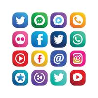 Social Media Icon Set Collection for Websites and Mobile Applications vector