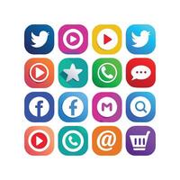 Social Media Icon Set Collection for Websites and Mobile Applications vector