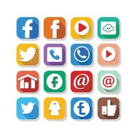 Social Media Icon Set Collection for Websites and Mobile Applications vector