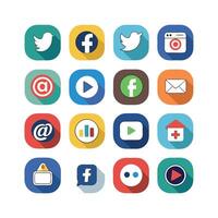 Social Media Icon Set Collection for Websites and Mobile Applications vector