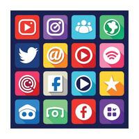 Social Media Icon Set Collection for Websites and Mobile Applications vector