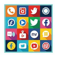 Social Media Icon Set Collection for Websites and Mobile Applications vector