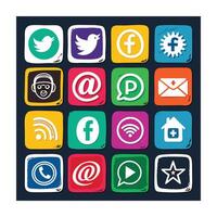 Social Media Icon Set Collection for Websites and Mobile Applications vector