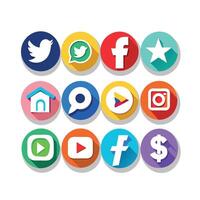 Social Media Icon Set Collection for Websites and Mobile Applications vector