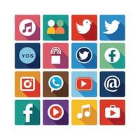 Social Media Icon Set Collection for Websites and Mobile Applications vector