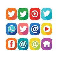 Social Media Icon Set Collection for Websites and Mobile Applications vector