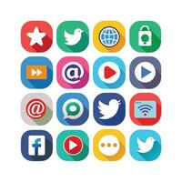 Social Media Icon Set Collection for Websites and Mobile Applications vector