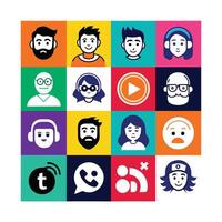 Social Media Icon Set Collection for Websites and Mobile Applications vector