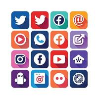 Social Media Icon Set Collection for Websites and Mobile Applications vector