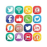 Social Media Icon Set Collection for Websites and Mobile Applications vector
