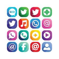 Social Media Icon Set Collection for Websites and Mobile Applications vector