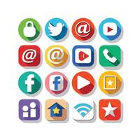 Social Media Icon Set Collection for Websites and Mobile Applications vector