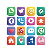 Social Media Icon Set Collection for Websites and Mobile Applications vector