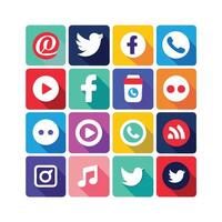 Social Media Icon Set Collection for Websites and Mobile Applications vector