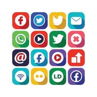 Social Media Icon Set Collection for Websites and Mobile Applications vector