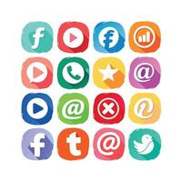 Social Media Icon Set Collection for Websites and Mobile Applications vector