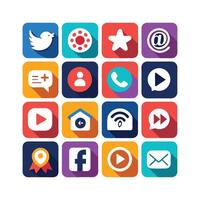 Social Media Icon Set Collection for Websites and Mobile Applications vector